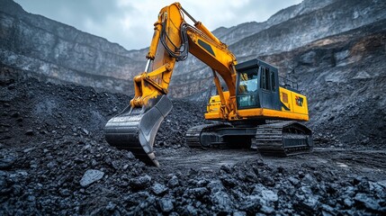 Mining excavator in a coal mine - generative ai