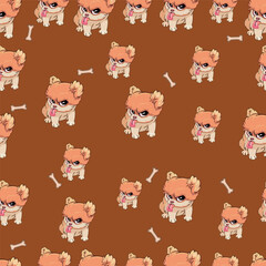 Seamless dog pattern with bones, Dog texture. vector illustration style on white background