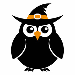 Owl Hat Vector Silhouette with White Background Halloween Clipart and Vector Illustration