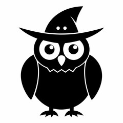 Owl Hat Vector Silhouette with White Background Halloween Clipart and Vector Illustration