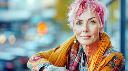 Fototapeta premium Hippie Aged Beautiful Woman