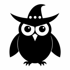 Owl Hat Vector Silhouette with White Background Halloween Clipart and Vector Illustration