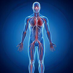 A detailed illustration of the human circulatory system