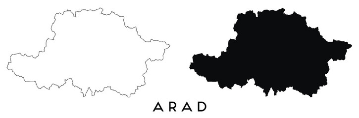 Arad map outline and black silhouette vector