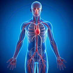 A detailed illustration of the human circulatory system