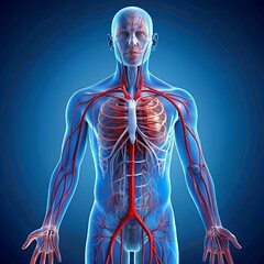 A detailed illustration of the human circulatory system