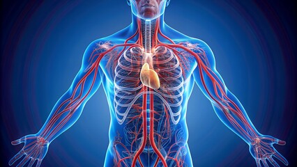 A detailed illustration of the human circulatory system
