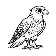Obraz premium A black and white drawing of a falcon bird 01