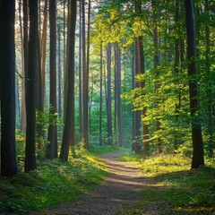 Obraz premium Sunlit Forest Path