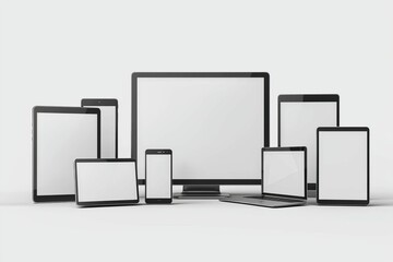 Multiple responsive screen and mobile devices mockup created with Generative AI