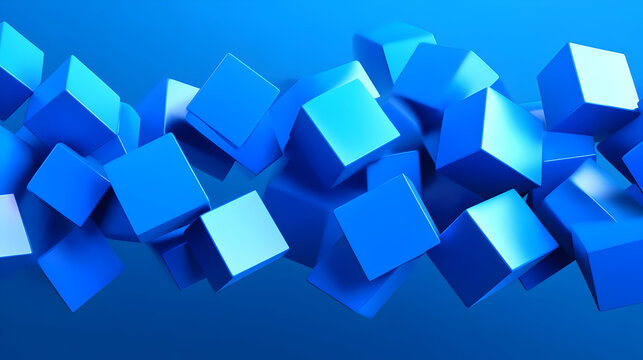 Fototapeta Abstract 3D Rendering of Blue Cubes.