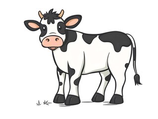 Fototapeta premium Cow clipart simple illustration for kids book. AI generated