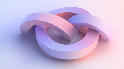 Fototapeta premium Abstract 3D shapes intertwined with soft pastel colors.