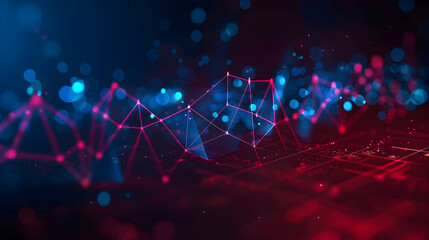 Abstract Background with Neon Lights and Geometric Shapes