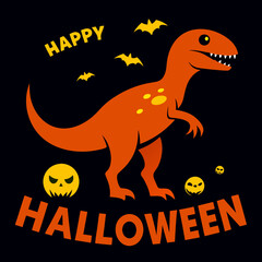 Dinosaur Happy Halloween t-shirt design vector illustration