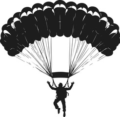 Parachute Skydiving Silhouette Vector Art Illustration On Solid White Background