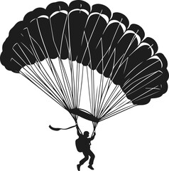 Parachute Skydiving Silhouette Vector Art Illustration On Solid White Background