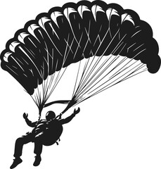 Parachute Skydiving Silhouette Vector Art Illustration On Solid White Background