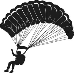 Parachute Skydiving Silhouette Vector Art Illustration On Solid White Background