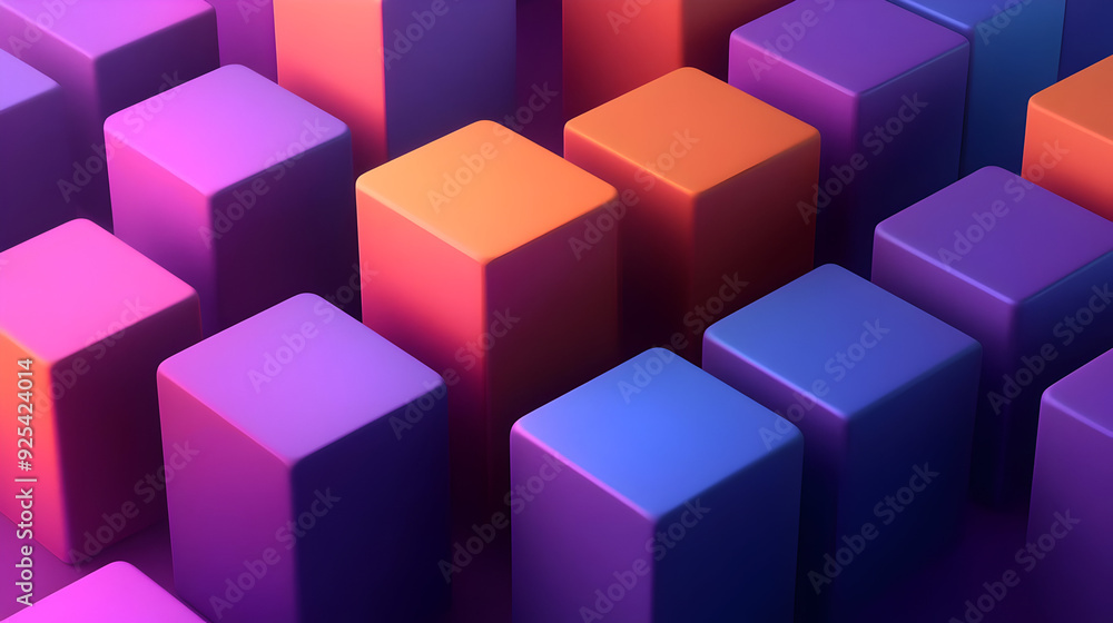 Poster abstract background of colorful 3d cubes.