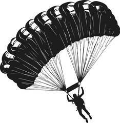 Parachute Skydiving Silhouette Vector Art Illustration On Solid White Background