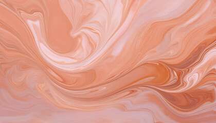 Abstract art with peach color liquid flow. Modern contemporary artwork. Fluid acrylic painting.