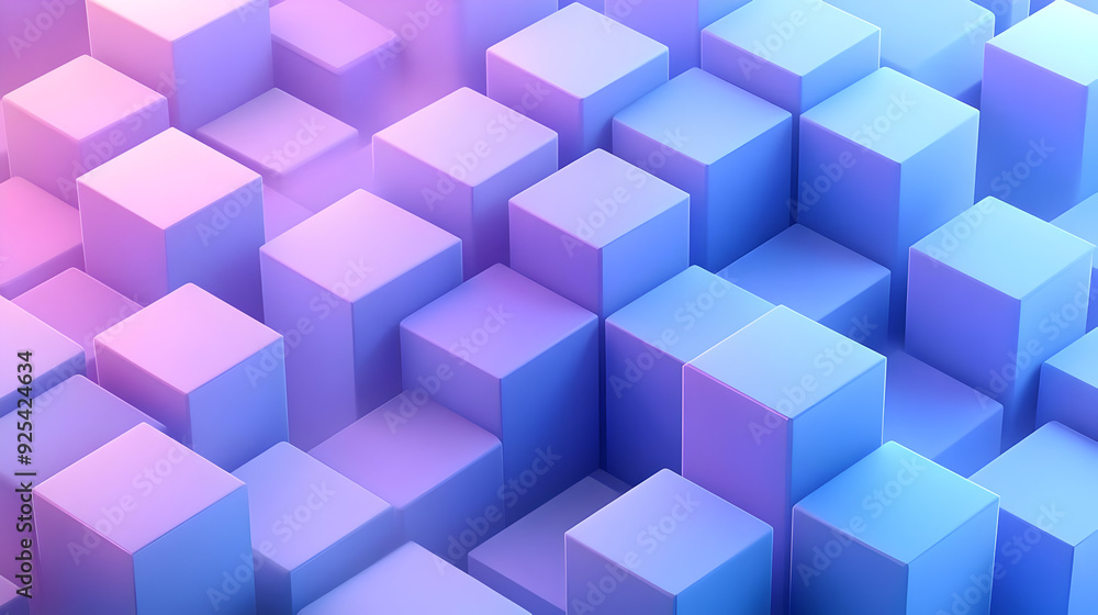 Aufkleber abstract background of pink and blue cubes arranged in a pattern.