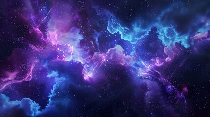 bioluminescent Milky Way galaxy, magic light, neon watercolor