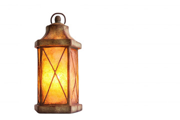 An antique lantern emitting a warm glow, transparent background