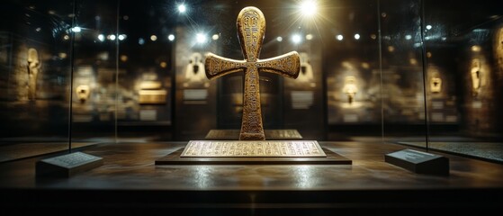 Fototapeta premium Ankh Museum Display Ancient Egyptian, Coptic Christianity Religion Spiritual Symbol