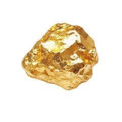 A shiny, natural gold nugget showcasing its unique texture and luster, transparent background