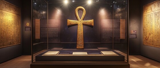 Naklejka premium Ankh Museum Display Ancient Egyptian, Coptic Christianity Religion Spiritual Symbol