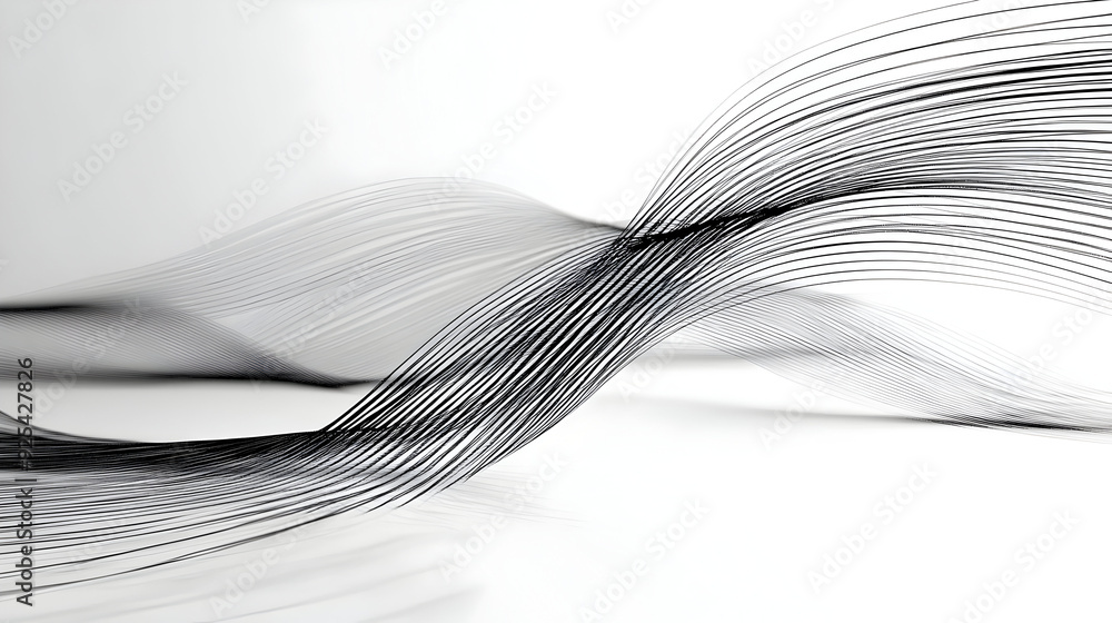 Aufkleber abstract black and white wave lines creating a sense of motion and fluidity.