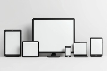 Multiple responsive screen and mobile devices mockup created with Generative AI