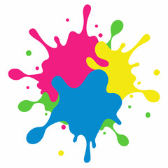 Paint splatter pink, green, blue, yellow vector art illustration