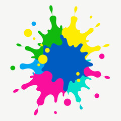 Paint splatter pink, green, blue, yellow vector art illustration