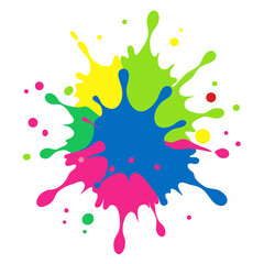 Paint splatter pink, green, blue, yellow vector art illustration