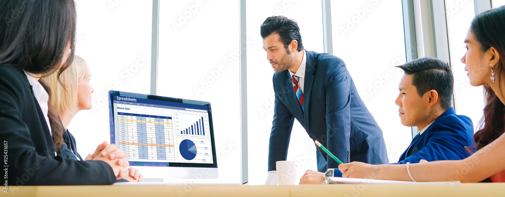 Poster spreadsheet document information financial startup concept. data and graphs in spreadsheet documents