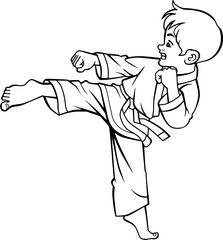  kids practicing karate  line vector illustration isolated on white background © Susanto