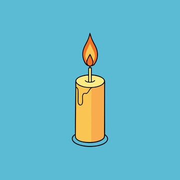 recommend clip art: burning candle, line art vector illustration