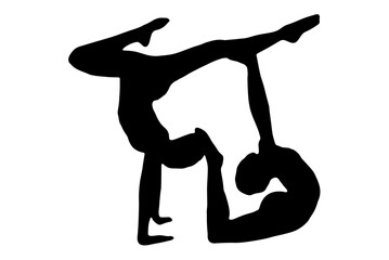 silhouette woman in yoga movements pilates body exercise vector image isolated on transparent white background.