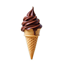 chocolate icecream cone isolated on a transparent background