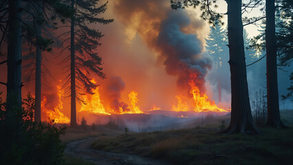 Fototapeta premium wildfire in a forest