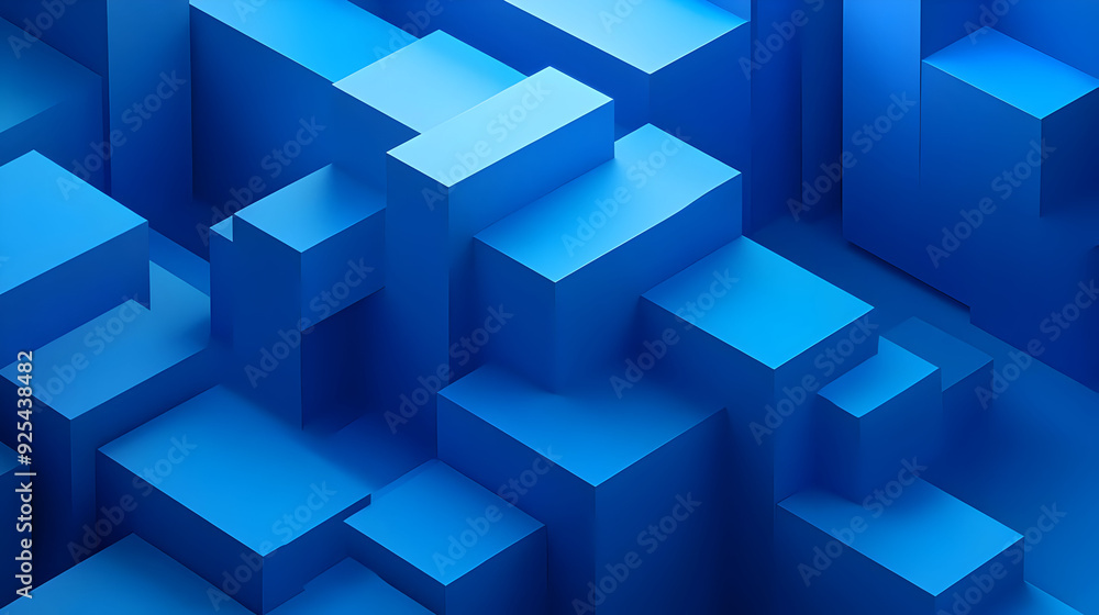 Aufkleber abstract blue geometric shapes with a 3d rendering effect.
