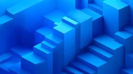 Abstract blue geometric shapes with a 3D effect, creating a dynamic and modern composition.