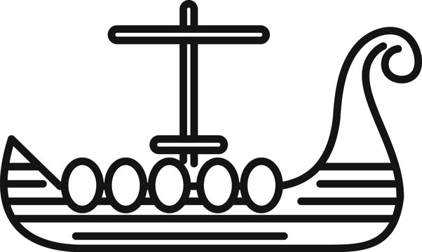 recommend clip art: Viking ship is sailing on the water, its oars extended and ready to propel it forward