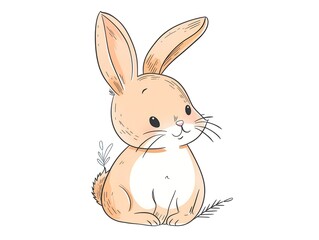 Fototapeta premium Bunny clipart simple illustration for kids book. AI generated