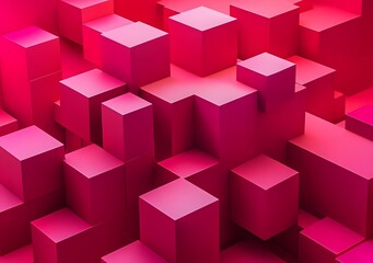 Fototapeta premium Abstract Pink Cubes 3D Illustration