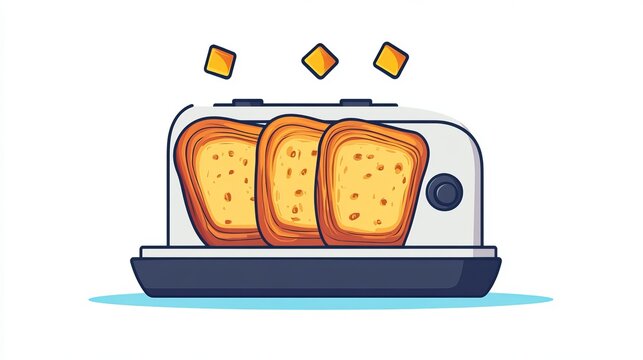 recommend clip art: A vector illustration of a toaster with toasted bread slices, outlined for web design, isolated on a white background 