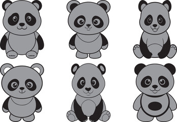 Baby panda vector art illustration on a white background